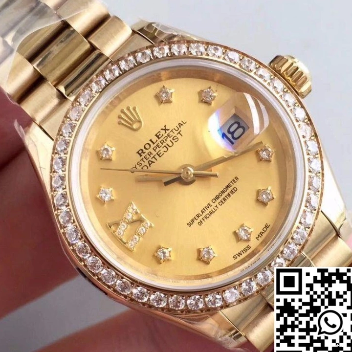 Lady Champagne 28MM Datejust Rolex 279138RBR Gold Dial Yellow 0428